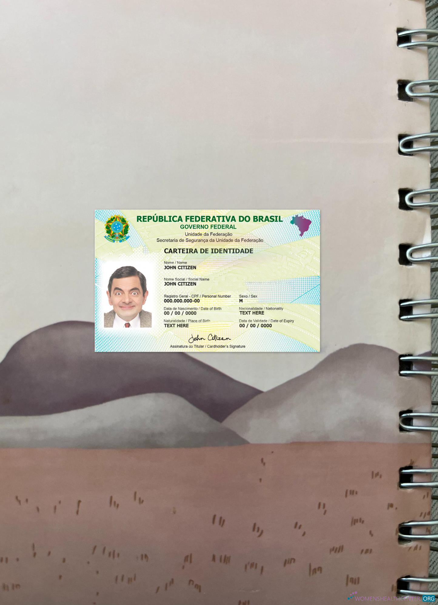 Download Brazil identity card version 2 photolook front Photoshop template